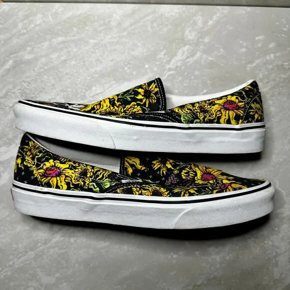 Vans Beauty Skull & Flowers Classic Slip-On Canvas Sneakers Unisex - Picture 14 of 14